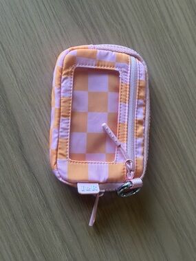 Boutique Pink and Peach Checker Mini Pouch